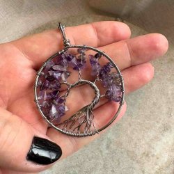 Halskde med Ametyst  Livets Tr vedhng