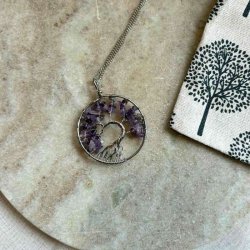 Halskde med Ametyst  Livets Tr vedhng