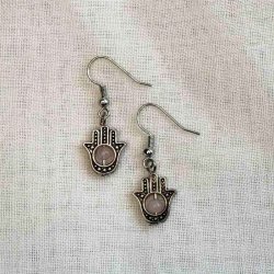 Hamsa reringe med rosakvarts